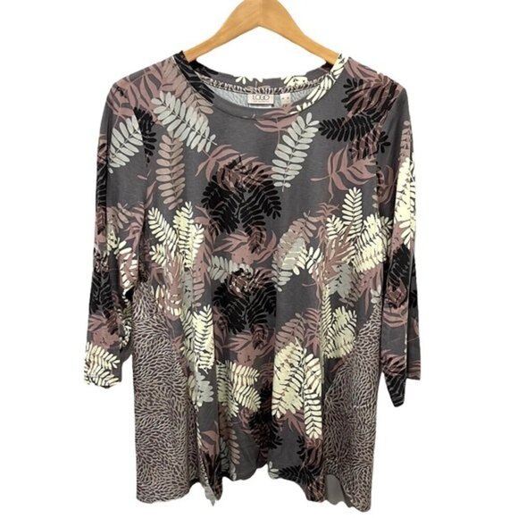 LOGO by Lori Goldstein Tops - LOGO by Lori Goldstein brown leaf/animal print top